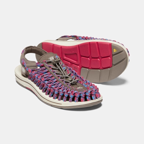 Men's Keen Uneek Flat Cord Uneek Sandals Red Blue | BJY-637945