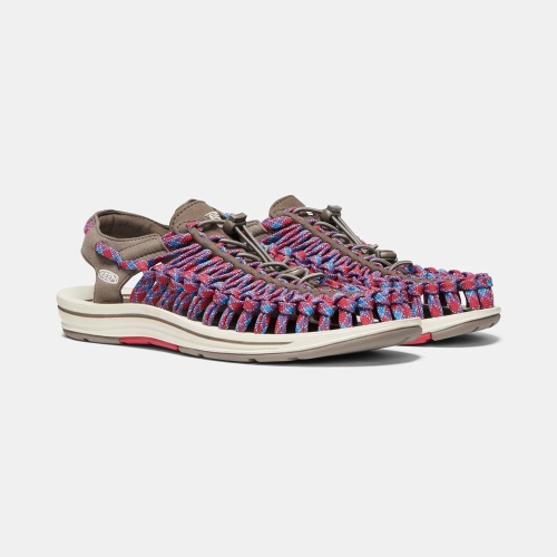 Men's Keen Uneek Flat Cord Uneek Sandals Red Blue | BJY-637945