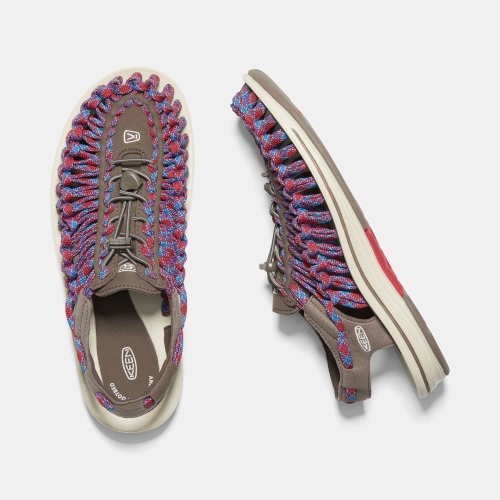 Men's Keen Uneek Flat Cord Uneek Sandals Red Blue | BJY-637945