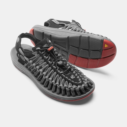 Men's Keen Uneek Flat Cord Uneek Sandals Black Grey | KQY-763840