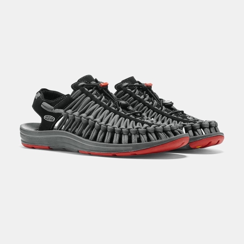Men's Keen Uneek Flat Cord Uneek Sandals Black Grey | KQY-763840