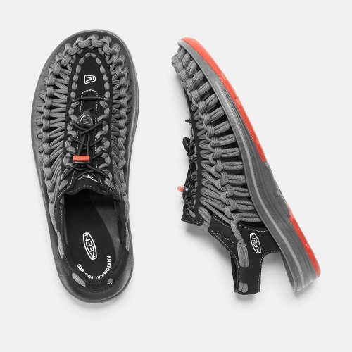 Men's Keen Uneek Flat Cord Uneek Sandals Black Grey | KQY-763840