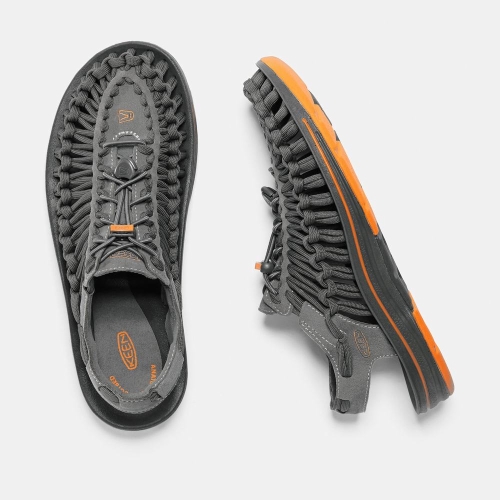 Men's Keen Uneek Flat Cord Uneek Sandals Grey Orange | SBZ-387640
