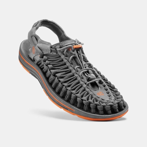 Men's Keen Uneek Flat Cord Uneek Sandals Grey Orange | SBZ-387640