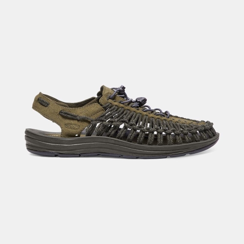 Men\'s Keen Uneek Leather Uneek Sandals Dark Olive | WCY-316829