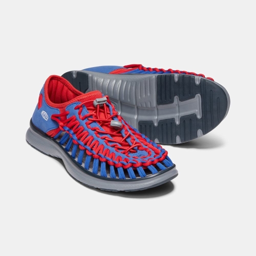 Men's Keen Uneek O2 Uneek Sandals Blue Red | OUS-790518