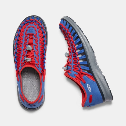 Men's Keen Uneek O2 Uneek Sandals Blue Red | OUS-790518