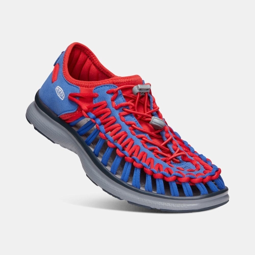 Men's Keen Uneek O2 Uneek Sandals Blue Red | OUS-790518
