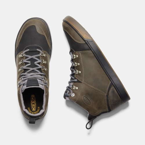 Men's Keen Winterhaven Waterproof Hiking Boots Dark Olive Black | EBQ-815923