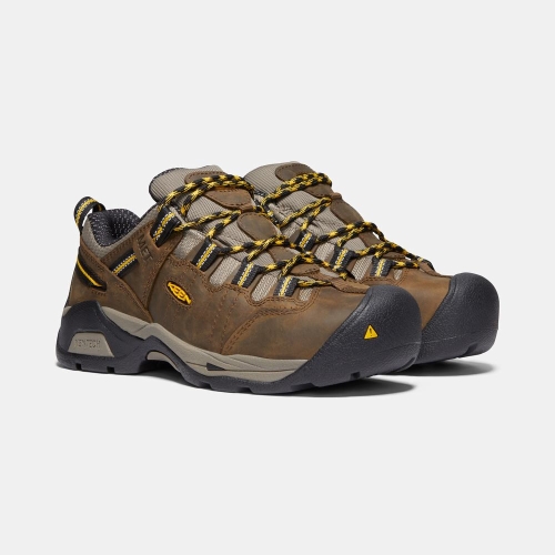 Women's Keen Detroit Xt Int. Met Steel Toe Work Shoes Brown Gold | WEM-721685