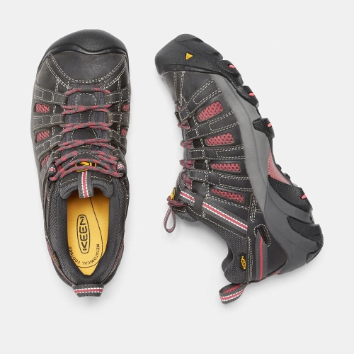 Women's Keen Flint Low Steel Toe Work Shoes Black Rose | INZ-837169