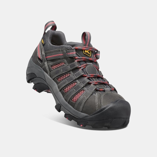 Women's Keen Flint Low Steel Toe Work Shoes Black Rose | INZ-837169