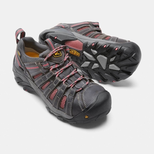Women's Keen Flint Low Steel Toe Work Shoes Black Rose | INZ-837169
