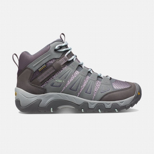 Women\'s Keen Oakridge Waterproof Mid Hiking Boots Grey Dark Grey | BGQ-691074
