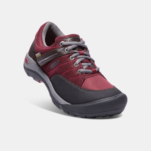Women's Keen Presidio Sport Mesh Waterproof Work Shoes Black Red | YIX-614320