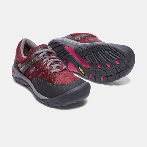 Women's Keen Presidio Sport Mesh Waterproof Work Shoes Black Red | YIX-614320