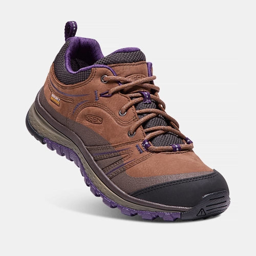 Women's Keen Terradora Leather Waterproof Hiking Shoes Brown Purple | KJN-067953