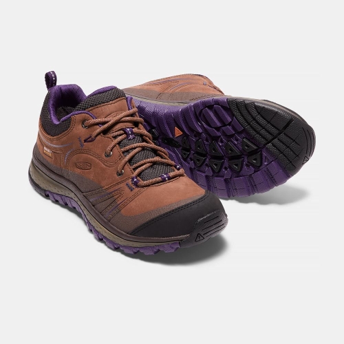 Women's Keen Terradora Leather Waterproof Hiking Shoes Brown Purple | KJN-067953