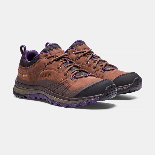 Women's Keen Terradora Leather Waterproof Hiking Shoes Brown Purple | KJN-067953