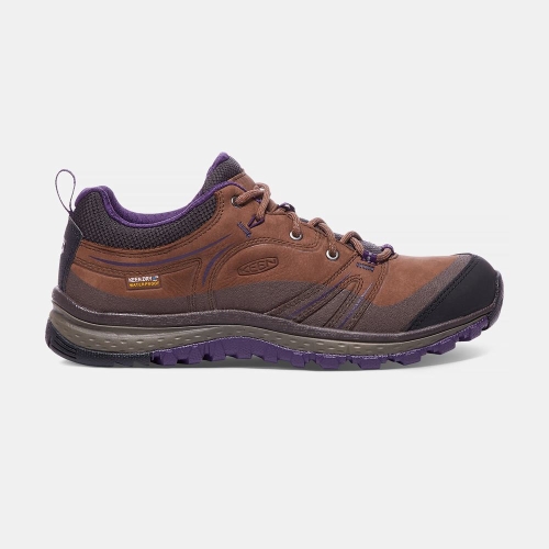 Women\'s Keen Terradora Leather Waterproof Hiking Shoes Brown Purple | KJN-067953