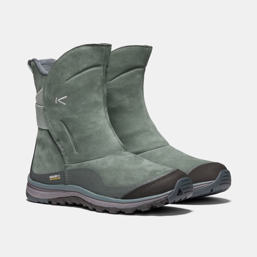 Women's Keen Winterterra Leather Waterproof Winter Boots Olive | PTF-421738